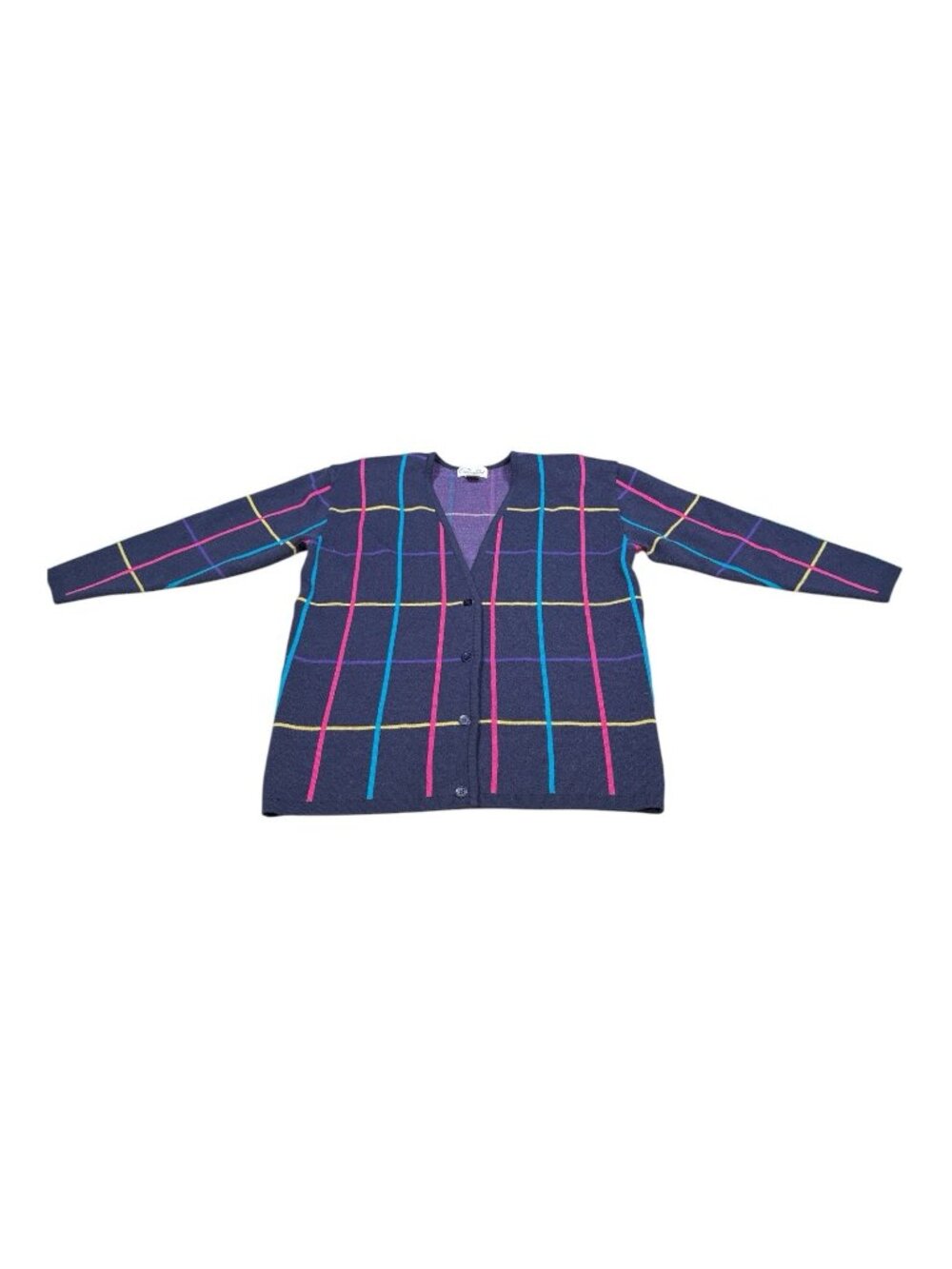 Vintage Pappagallo Geometric Lambs Wool Blend 90s Cardigan Sweater Medium